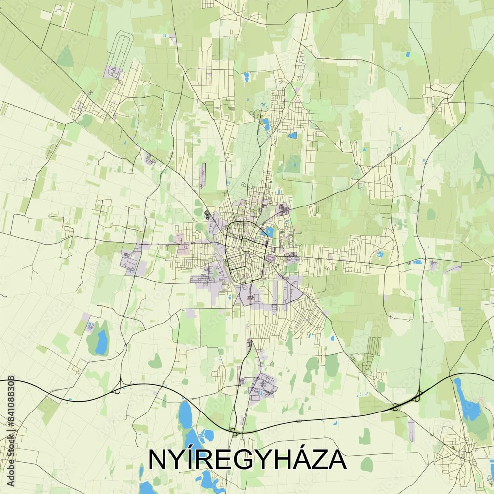 Fototapeta premium Nyíregyháza, Hungary map poster art
