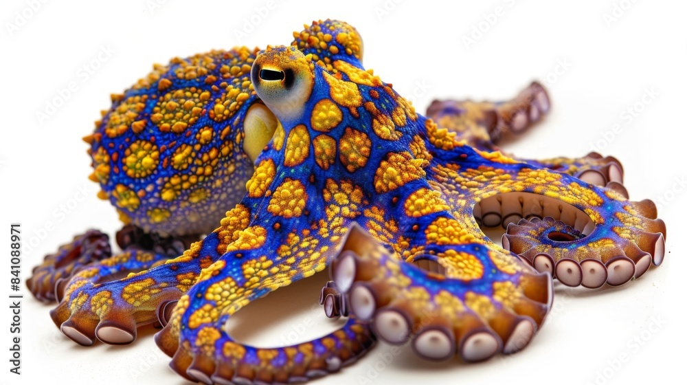 toxic blue-ringed octopuses Isolated on white background. Poisonous animals concept for designer toxic blue-ringed octopuses Isolated on white background. Poisonous animals concept for designer