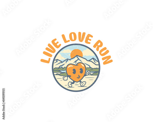 love character running in nature logo