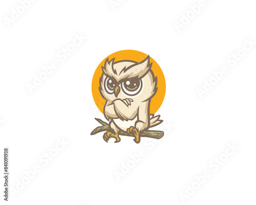 owl sitting on a tree branch logo