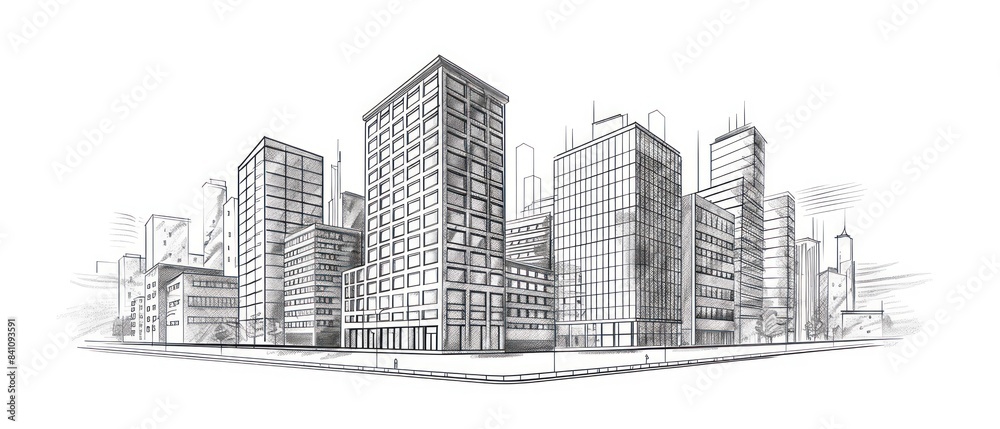 Fototapeta premium architecture building hand drawn sketches