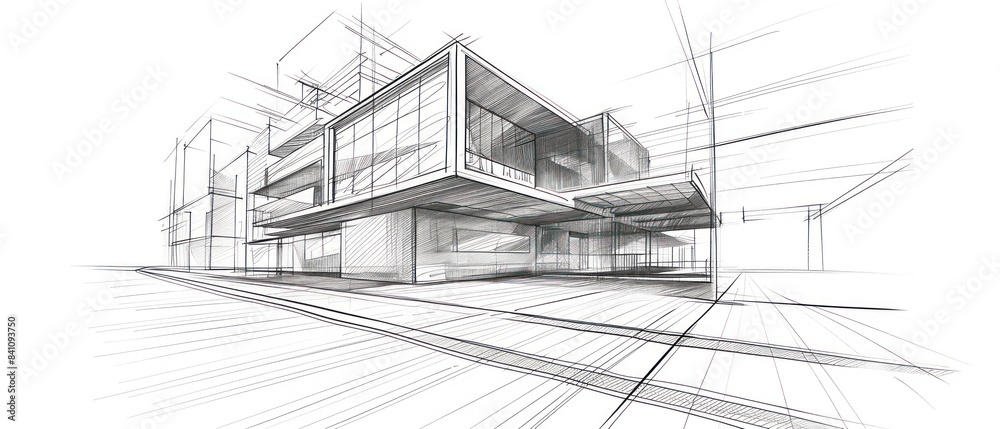 architecture building hand drawn sketches