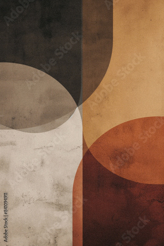 Simple abstract geometric print with organic shapes in a muted earthy colour palette