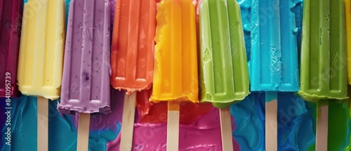 popsicles in an array of colors, evoking the joy of summertime treats and refreshing sweetness © STOCKYE STUDIO