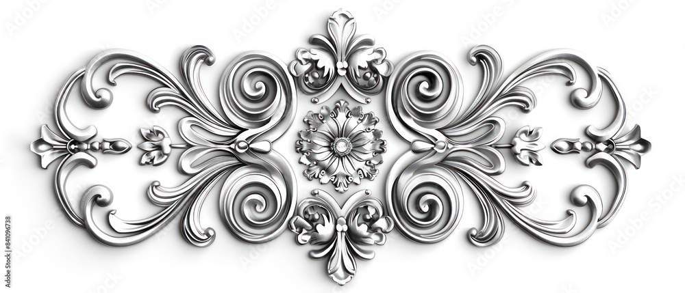 silver victorian ornament, white background silver victorian ornament, white background