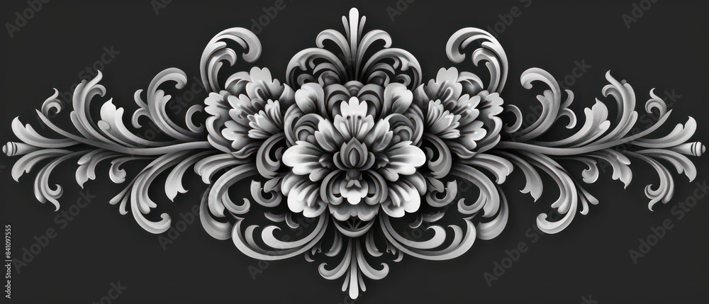 victorian ornament grayscale on black background victorian ornament grayscale on black background