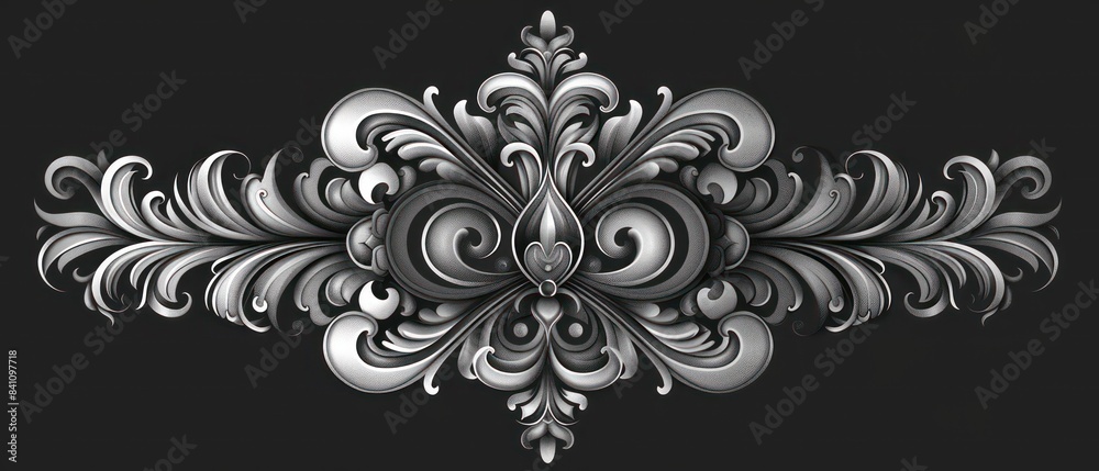 victorian ornament grayscale on black background victorian ornament grayscale on black background