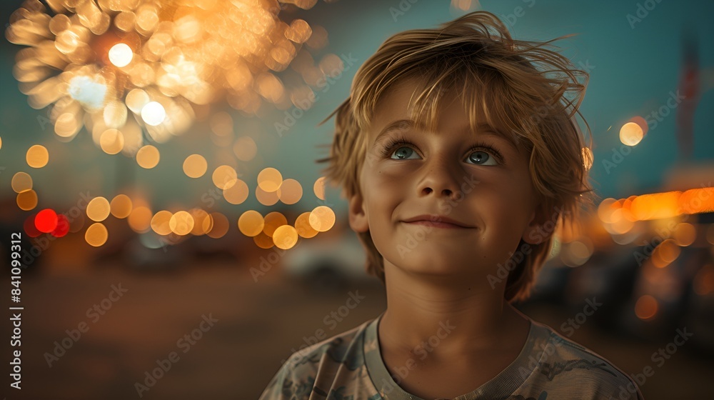 Young boy - smiling - July 4th - Independence Day - Fireworks 