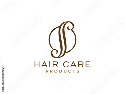 Abstract Hair Wave Logo Letter S isolated on White Background.
