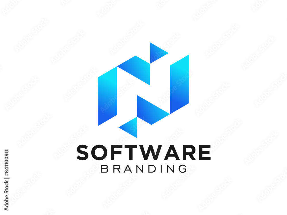 Letter N vector line logo design. Letter N vector line logo design.