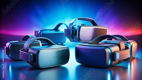 Collection of virtual reality headsets on background  virtual reality  headsets  technology  digital