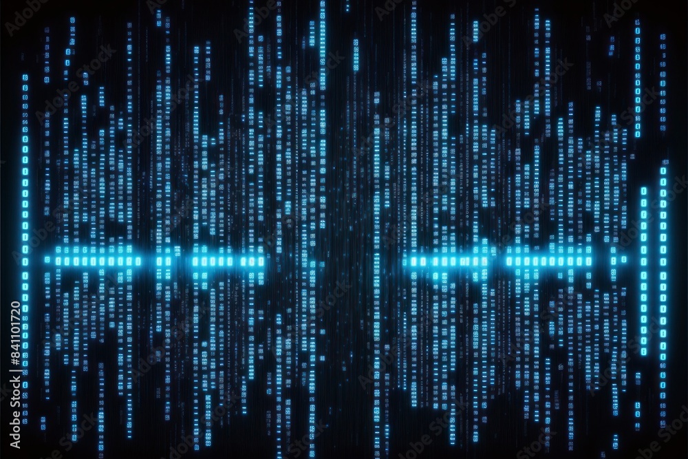 Abstract digital matrix of glowing blue lines and dots, creating a futuristic and technological visual representation of data and information flow Abstract digital matrix of glowing blue lines and dots, creating a futuristic and technological visual representation of data and information flow