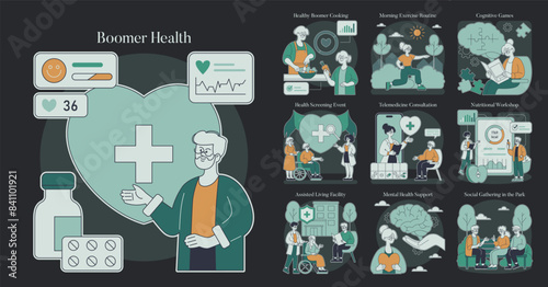 Boomer Health. Flat Vector Illustration