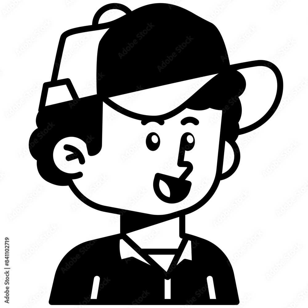 Man with Cap Black Fill Icon Man with Cap Black Fill Icon