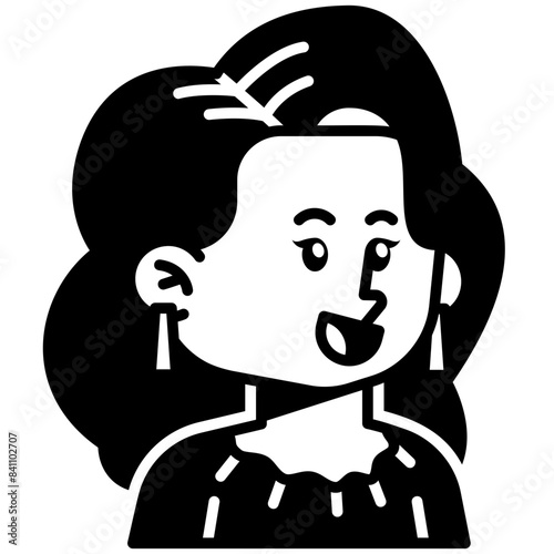 Long hair woman Black Fill Icon