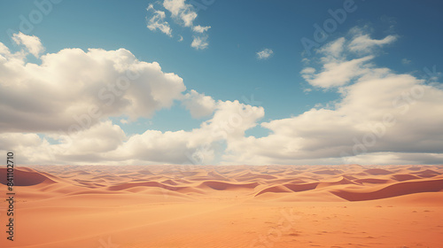 Endless sandy desert under a cloudy sky