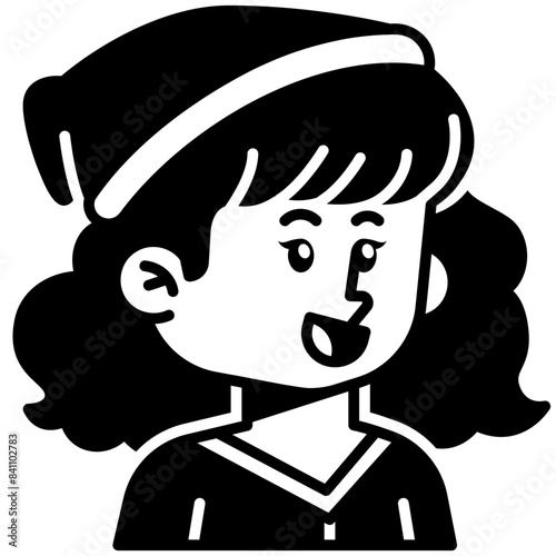 Woman with beanie Black Fill Icon