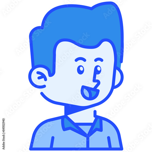 Man with happy face Blue Color Icon