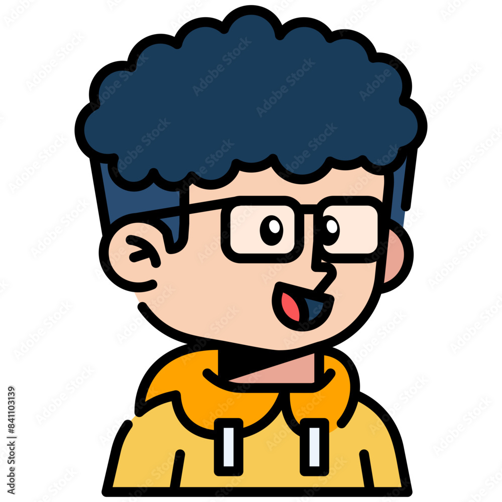 glasses man with beanie hat Filled line Icon glasses man with beanie hat Filled line Icon