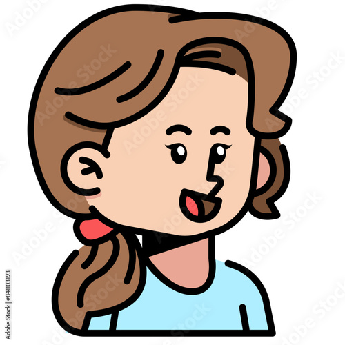 Long hair ponytail woman Filled line Icon