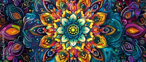 Vibrant Abstract Mandala Art with Colorful Patterns and Intricate Designs  Perfect for Modern Home Decor  Meditation Spaces  and Artistic Inspiration