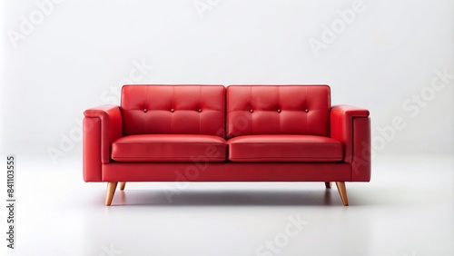 Red sofa isolated on white background, perfect for minimalist home decor, red, sofa, isolated, white © wasana