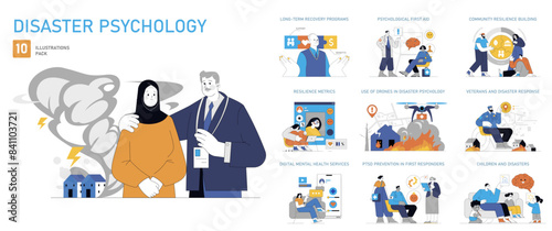 Disaster Psychology. Flat Vector Illustration