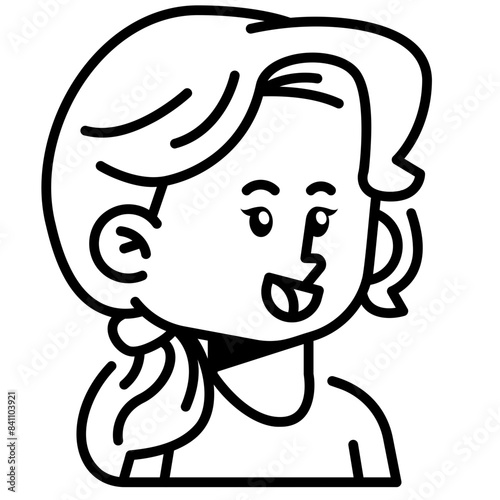 Long hair ponytail woman Line Icon