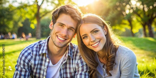 Young couple flaunting money and enjoying sunny day in city park, smiling and having a great time together , couple photo