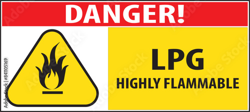 LP gas highly flammable warning sign vector.eps