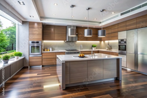 Modern kitchen with sleek appliances and clean, minimalist design , modern, kitchen, sleek, appliances, clean