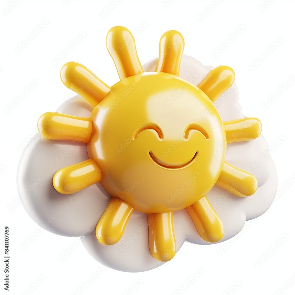 Sun cloud morning bright shining with smile character face Sun cloud morning bright shining with smile character face