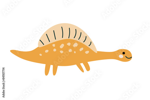 Spinosaurus dinosaur isolated vector illustration on white background. Cute childrens animal for poster, print for clothes, textile, nursery design, stickers.