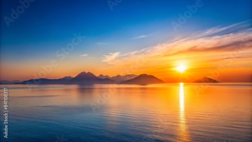 Minimalist panoramic sunrise over sea and mountains  coastal  radiance  sunrise  sea  mountains  minimalist  panoramic  serene