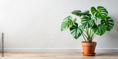 monstera plant in pot isolated on background  monstera plant  pot  isolated  background  green  leaves  tropical  foliage  houseplant
