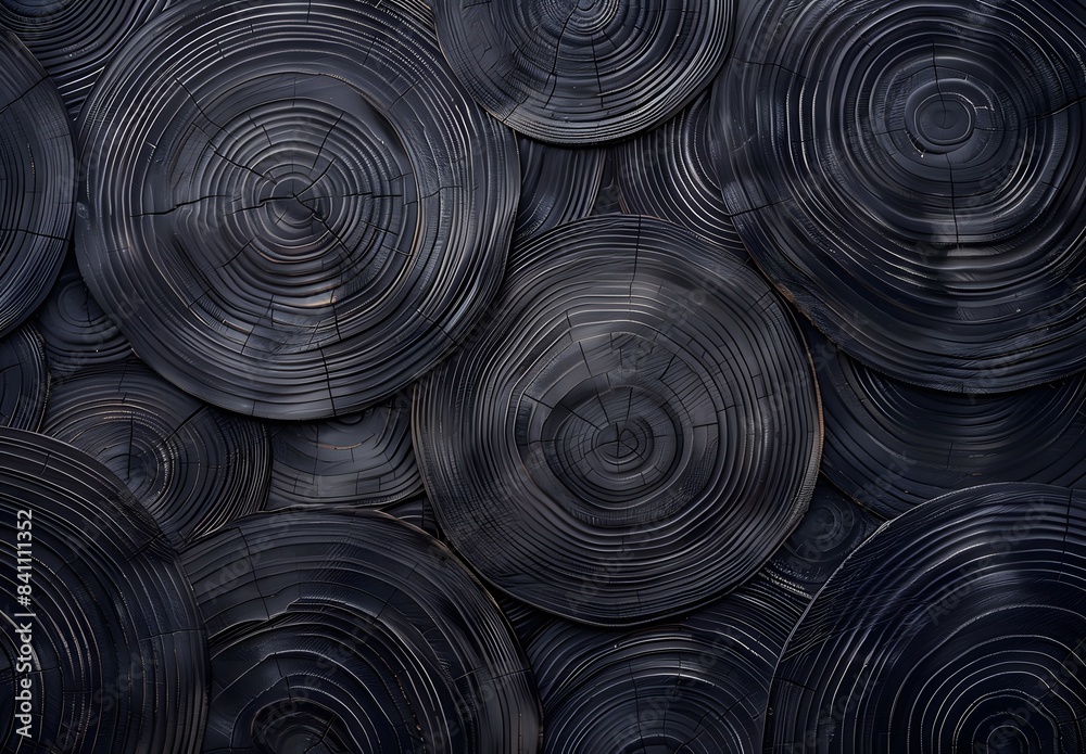 Dark Wood Grain Pattern, Circular Texture Background