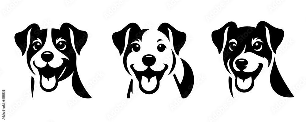 Obraz premium Vector set of happy faces of Jack Russell Terrier dog breed