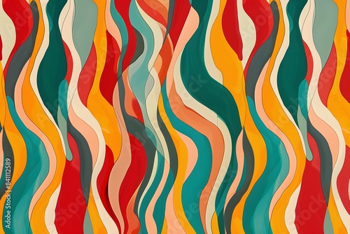 Wallpaper Mural Abstract Wavy Lines Pattern in Michael Bryant Style Torontodigital.ca
