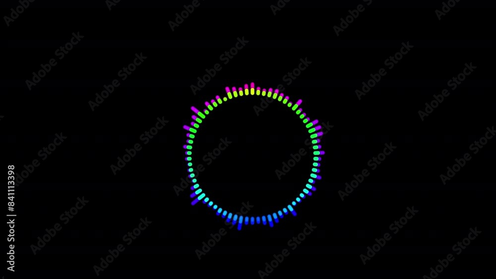 circular lines loop of rhythmic audio frequency sound waves in the background, wave motion like music equalizer audio waves spectrum sound frequency  Audio waveform with frequency animated lines.