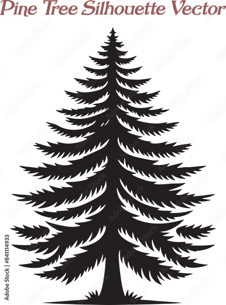 Pine Tree Silhouette Vector Illustration Design Bundle