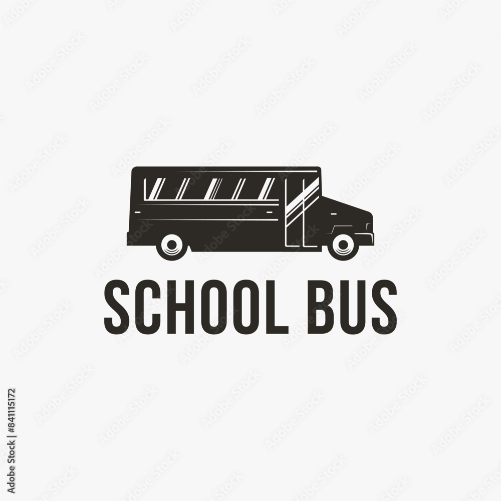 Simple silhouette school bus logo vector on white background Simple silhouette school bus logo vector on white background