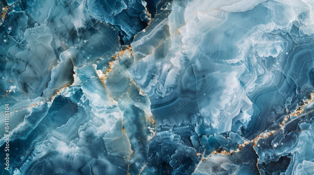 Blue and Gold Swirled Marble Texture Closeup Blue and Gold Swirled Marble Texture Closeup