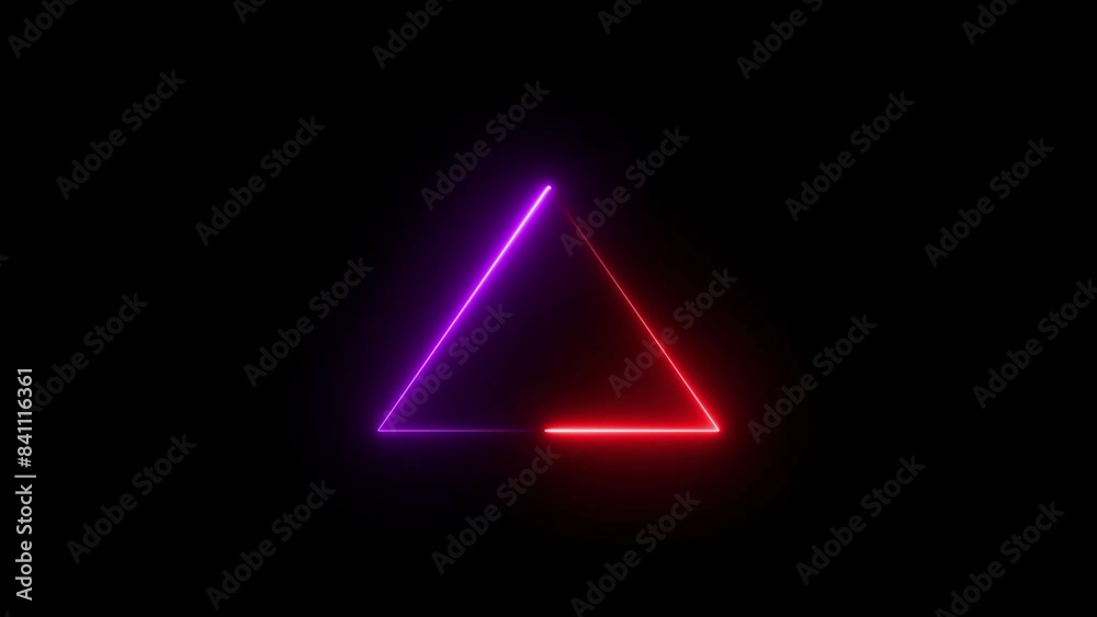 Neon light flicker triangle frame animation on black background. Neon light flicker triangle frame animation on black background.