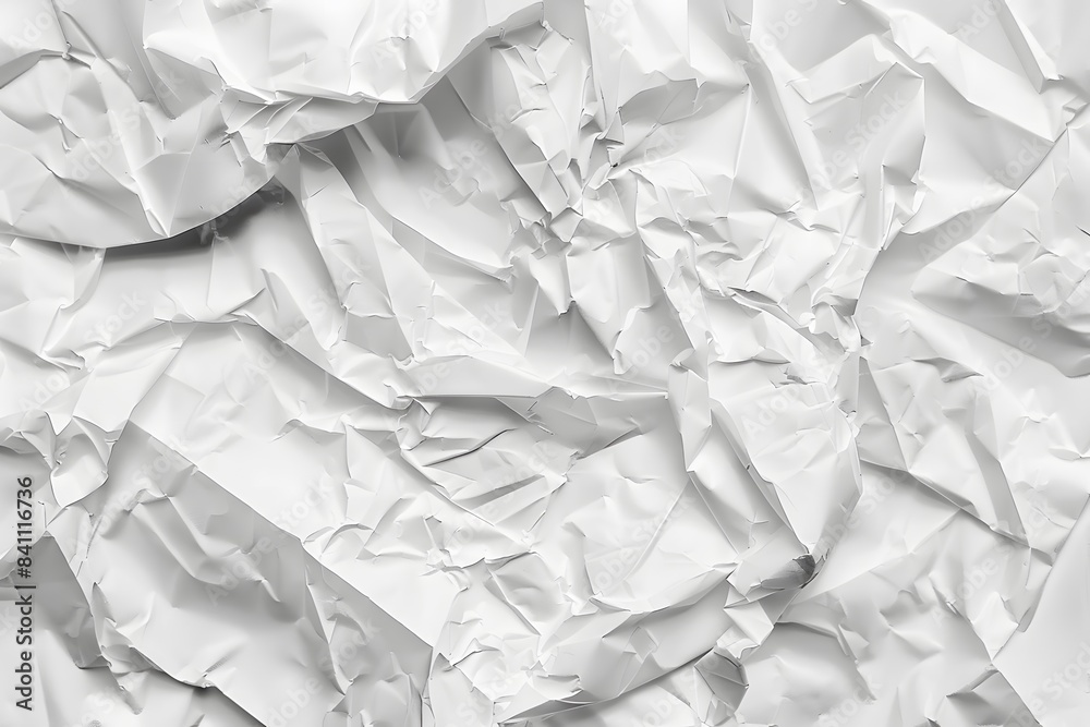 Obraz premium Crumpled White Paper Texture - Realistic Aged Document Look