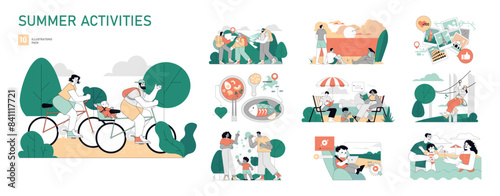 Summer Activities. Flat Vector Illustration