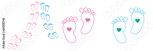 silhouette of baby feet icon over white background. vector illustration. Baby footprints icon isolated on white background. Baby feet sign. Set icons colorful. Vector Illustration.7891 