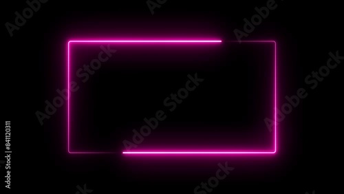 Flickering neon rectangle frame on an isolated black background.