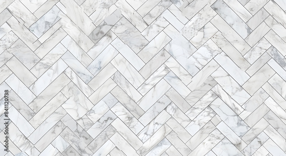 Seamless White Marble Herringbone Tile Pattern
