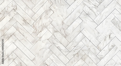 White Marble Herringbone Tile Seamless Pattern