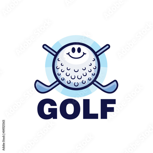 Golf ball logo cartoon mascot vector illustration